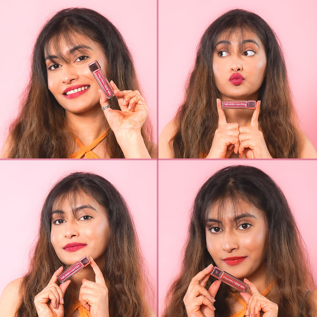 Nourish Mantra Liquid Lipstick Creamy Matte with SPF / Water Proof, Smudge Proof Shade- Spice And Shanti-