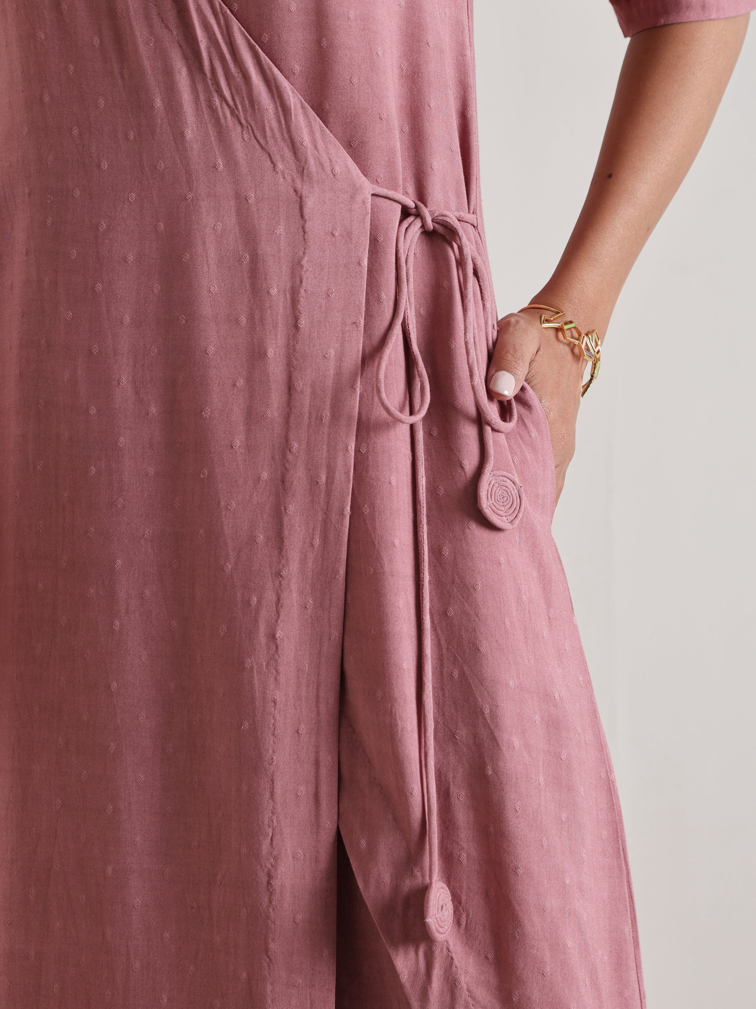 trueBrowns Mauve Angrakha Kurta Set