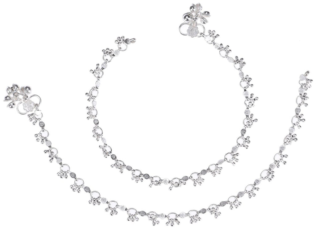 AanyaCentric Silver Plated Traditional Anklets Payal - Classic and Stylish for Women and Girls