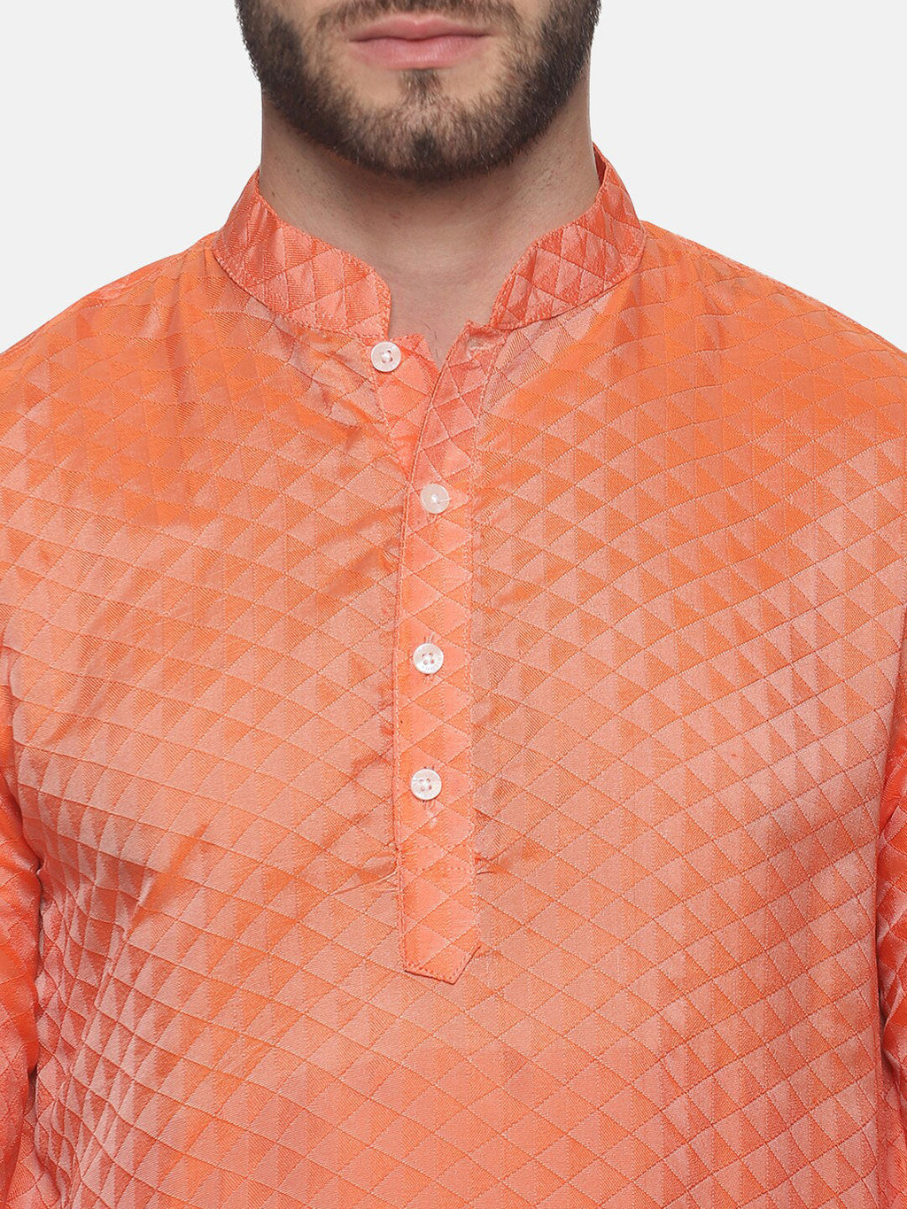 Sethukrishna Mens Orange Kurta with Dhoti Pants