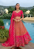 Monjolika Fashion Rani Pink Designer Embroidered Work Fancy Silk Wedding Lehenga Choli