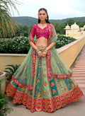 Monjolika Fashion Sea Green Designer Embroidered Work Fancy Silk Wedding Lehenga Choli