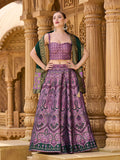 Monjolika Fashion Thread Work Jacquard Silk In Purple Lehenga Choli
