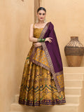 Monjolika Fashion Thread Work Jacquard Silk In Yellow Lehenga Choli