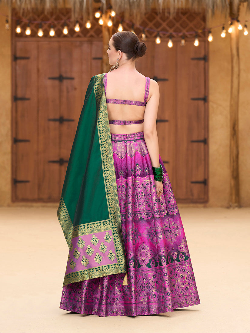 Monjolika Fashion Designer Lehenga Choli Jacquard Kanjivaram Silk In Purple