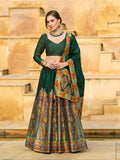 Monjolika Fashion Dark Green Color Jacquard Designer Work Lehenga Choli For Ceremonial