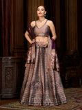 Monjolika Fashion Rose Pink Kanjivaram Silk Jacquard Woven Trendy Lehenga Choli