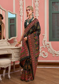 Monjolika Fashion Black Banarasi Silk Traditional Saree with Meenakari and Weaving Work