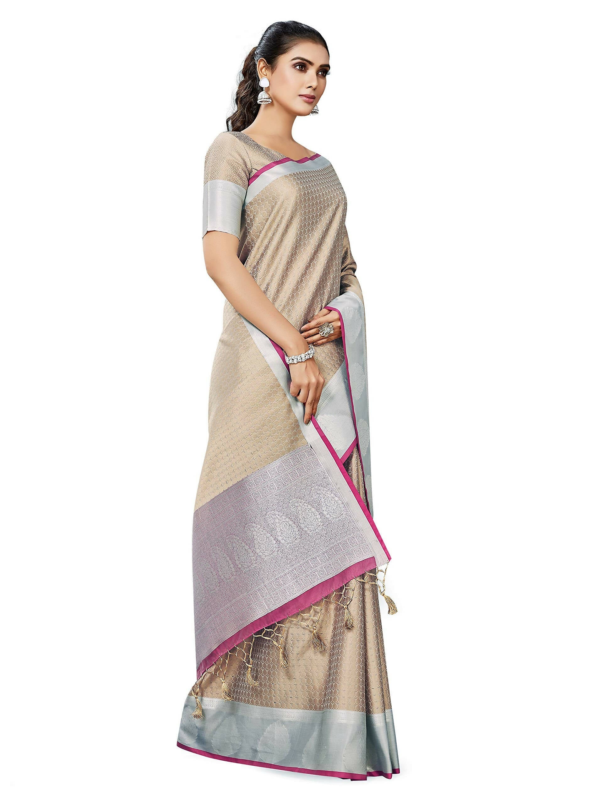 Mimosa Women's Banarasi Art Silk Brown Saree