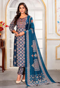 Monjolika Fashion Teal Blue Chanderi Embroidered Work Party Pant Style Suit