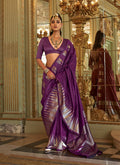 Monjolika Fashion Purple Weaving Work Silk Blend Classic Saree
