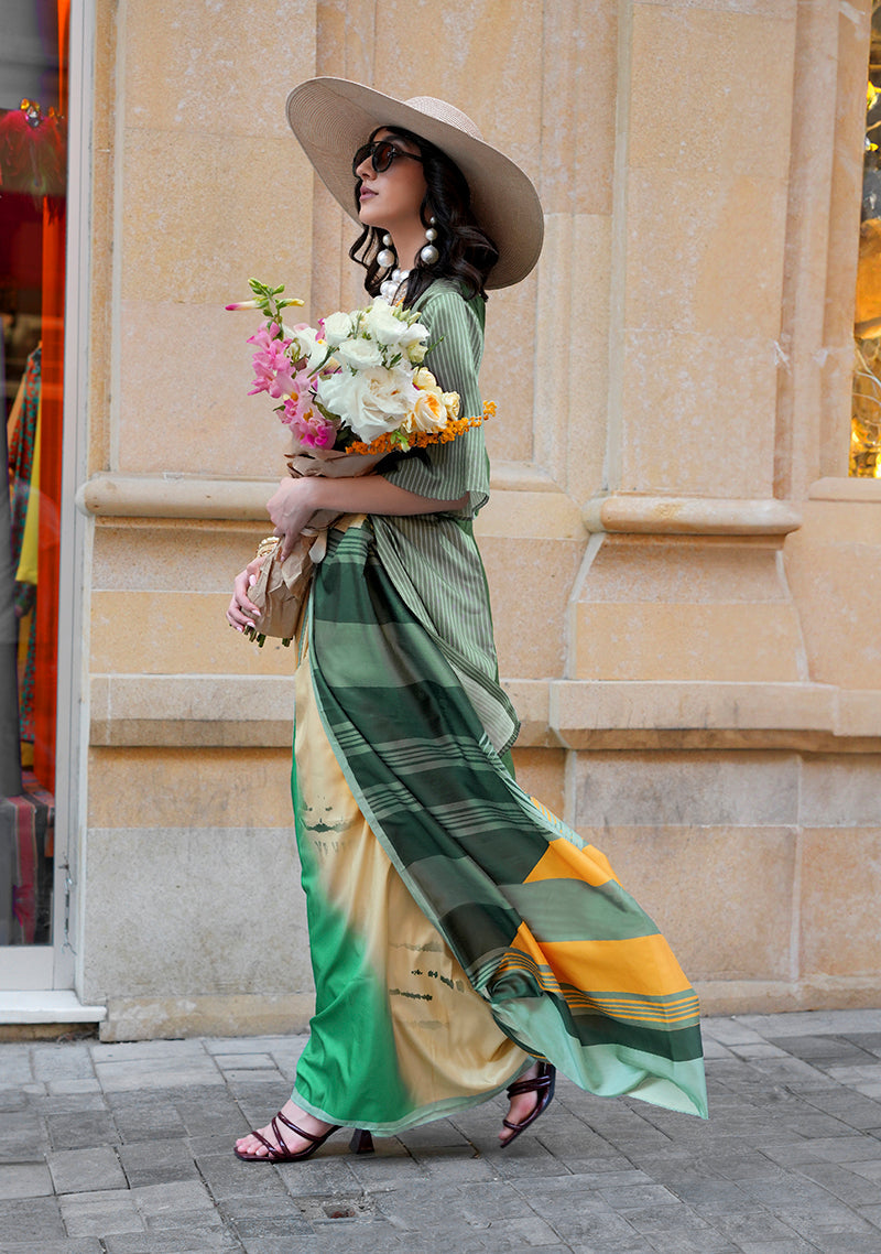 Monjolika Fashion Multi Colour Silk Blend Digital Print Casual Classic Saree