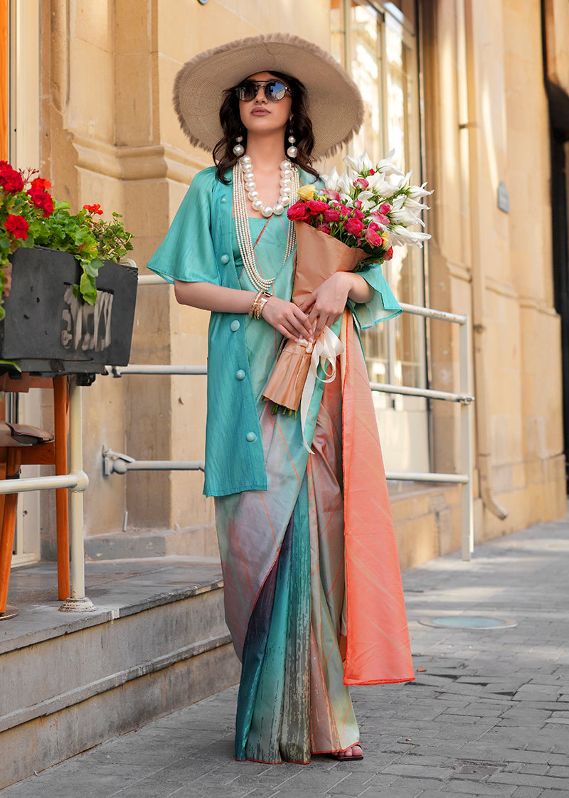Monjolika Fashion Multi Colour Silk Blend Digital Print Casual Classic Saree