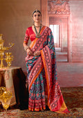 Monjolika Fashion Multicolor Silk Blend Patola Print Saree for Wedding & Festive Wear