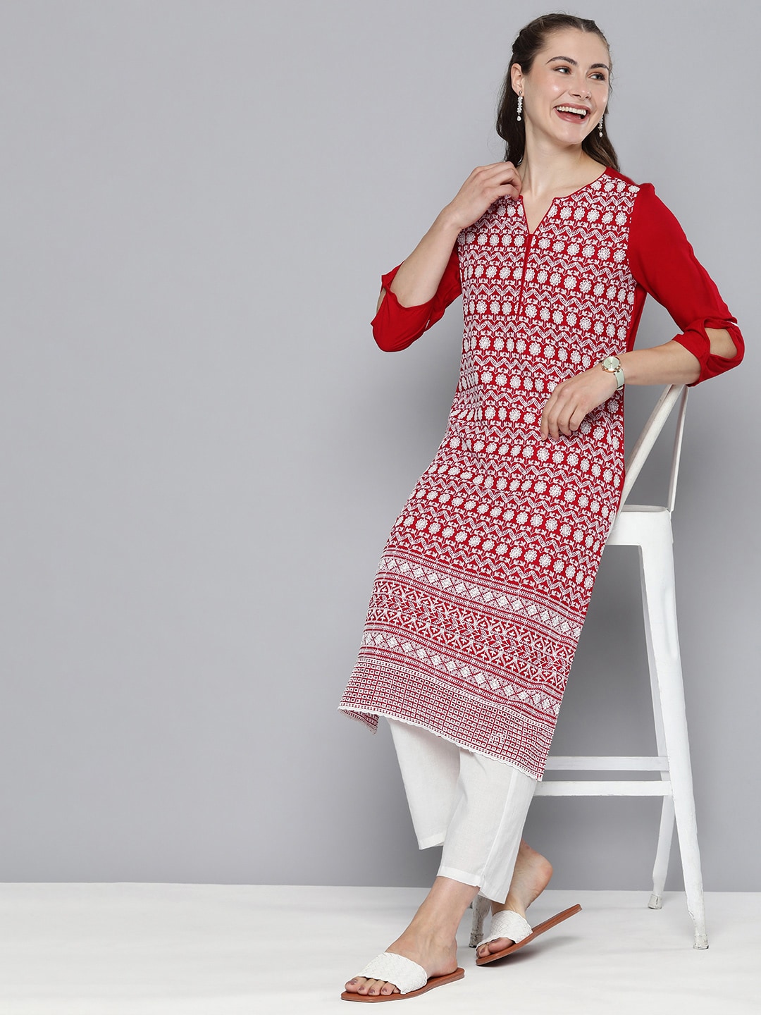 HERE&NOW Embroidered Thread Work Kurta