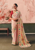 Monjolika Fashion Off White Bandhej Weaving Work Faux Khadi Georgette Saree