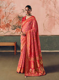 Monjolika Fashion Gajri Pink Bandhej Weaving Work Faux Khadi Georgette Saree