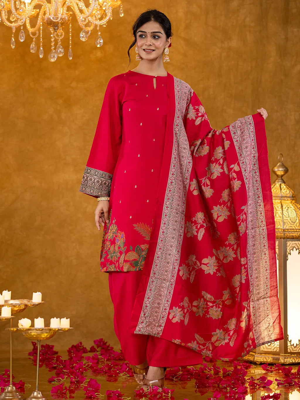 Yufta Pink Pakistani Style Kurta Dupatta Set