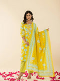 Yufta Yellow Cotton Sequins_Work Straight Kurta Dupatta Pant Set
