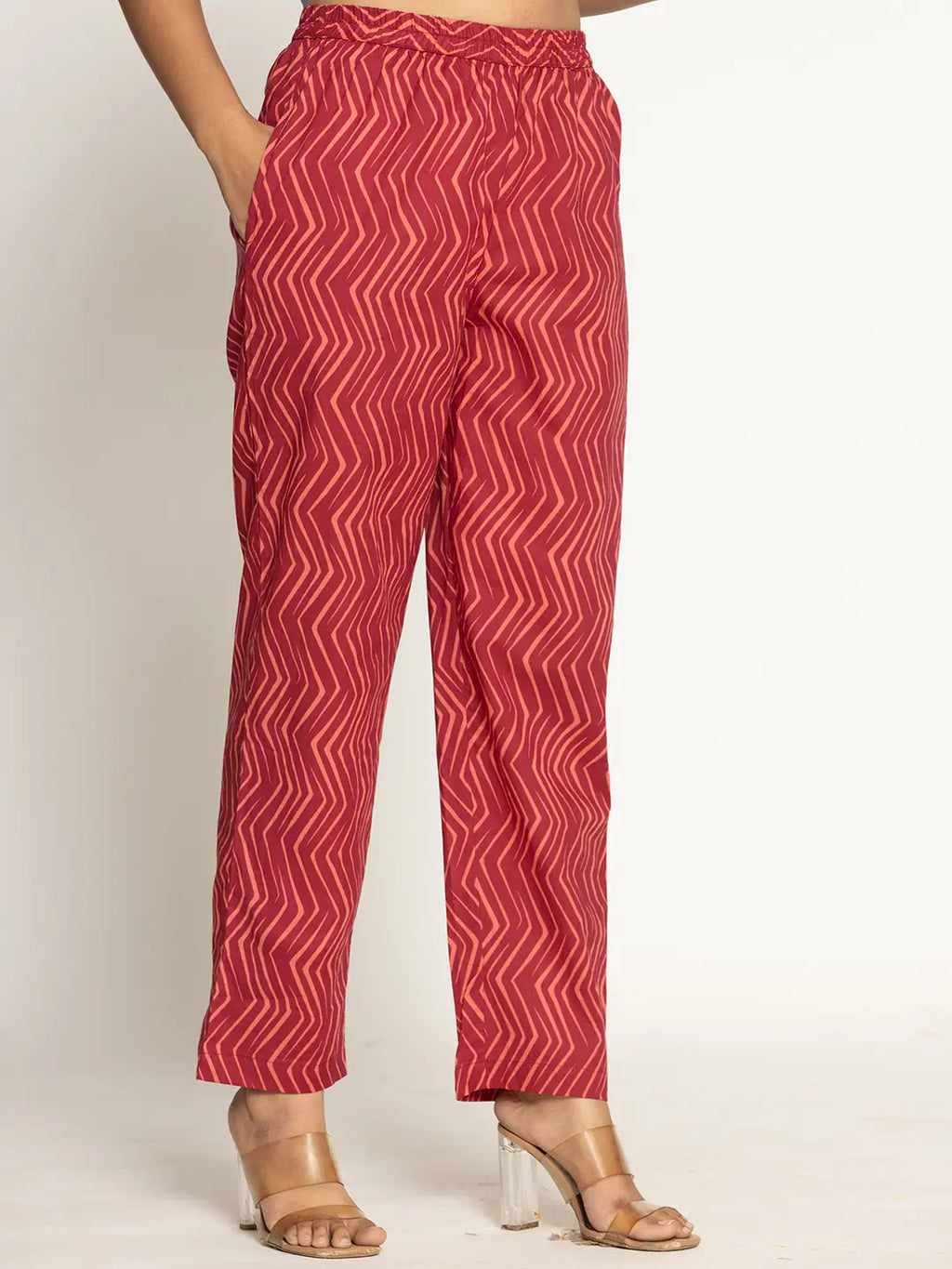 Yufta Burgundy Cotton Dori_Embroidery Straight Kurta Dupatta Pant Set