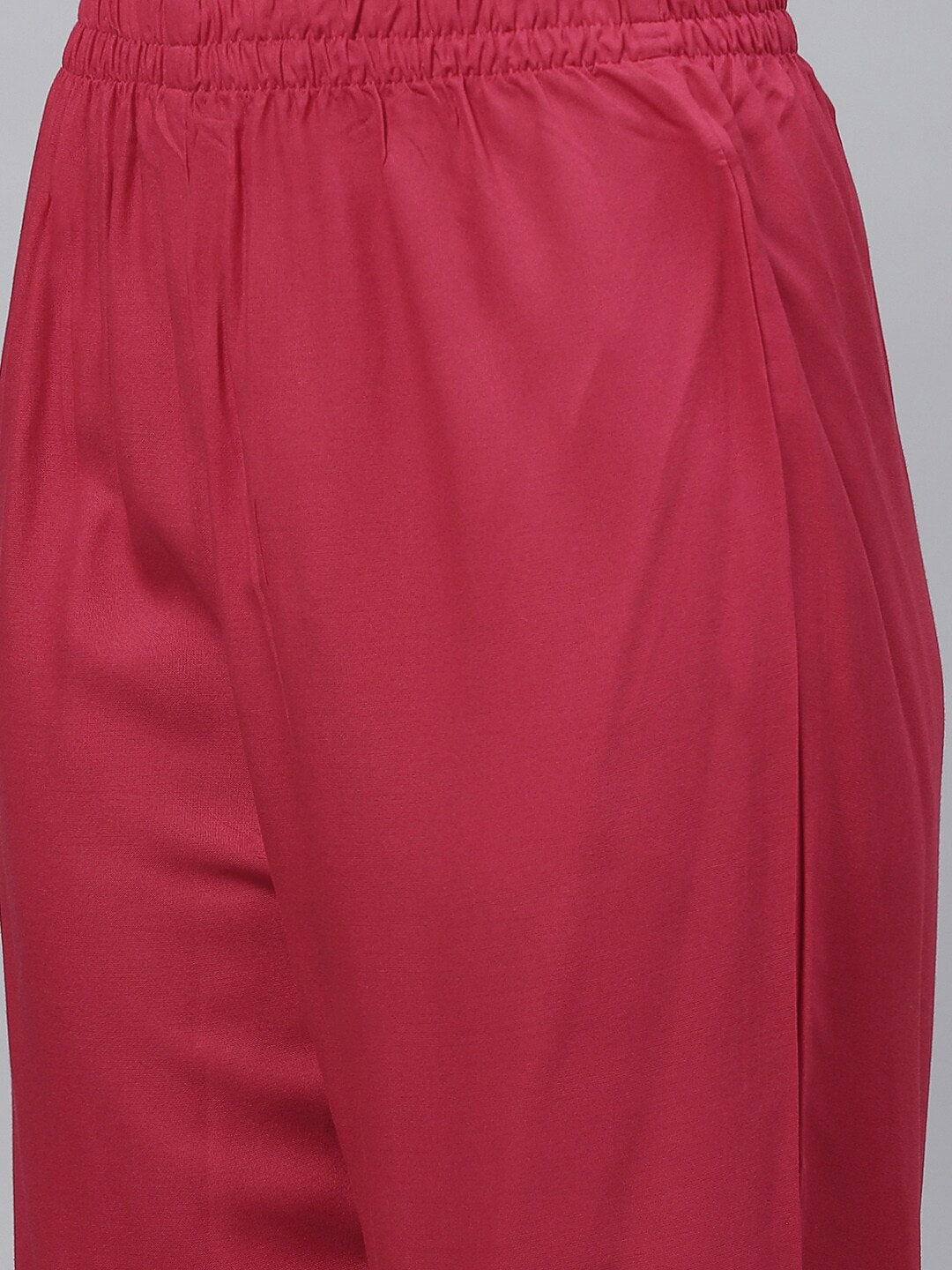 HERE&NOW Women Red Floral Printed Panelled Thread Work Kurta with Trouser & Dupatta