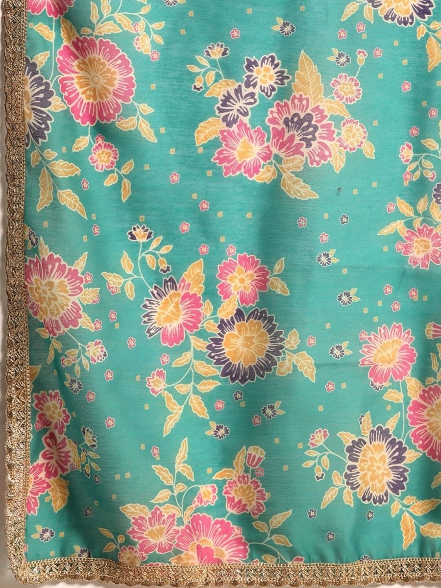 All About You Women Keyhole Neck A-Line Kurta & Dupatta