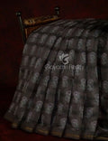 Slate Black And Grey Colour Print Design Semi Chanderi Saree By Gayathri Reddy Designer Studio