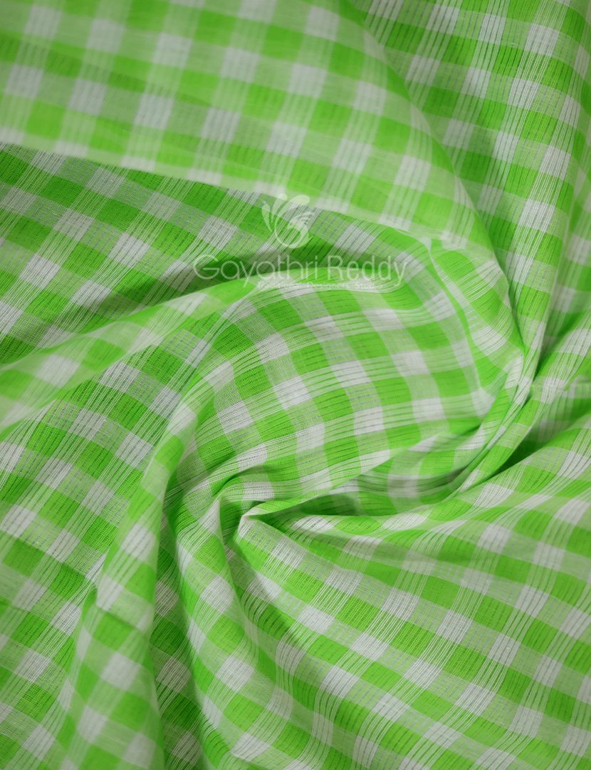 Light Green With Checks Pure Mangalgiri Cotton Saree By Gayathri Reddy Designer Studio