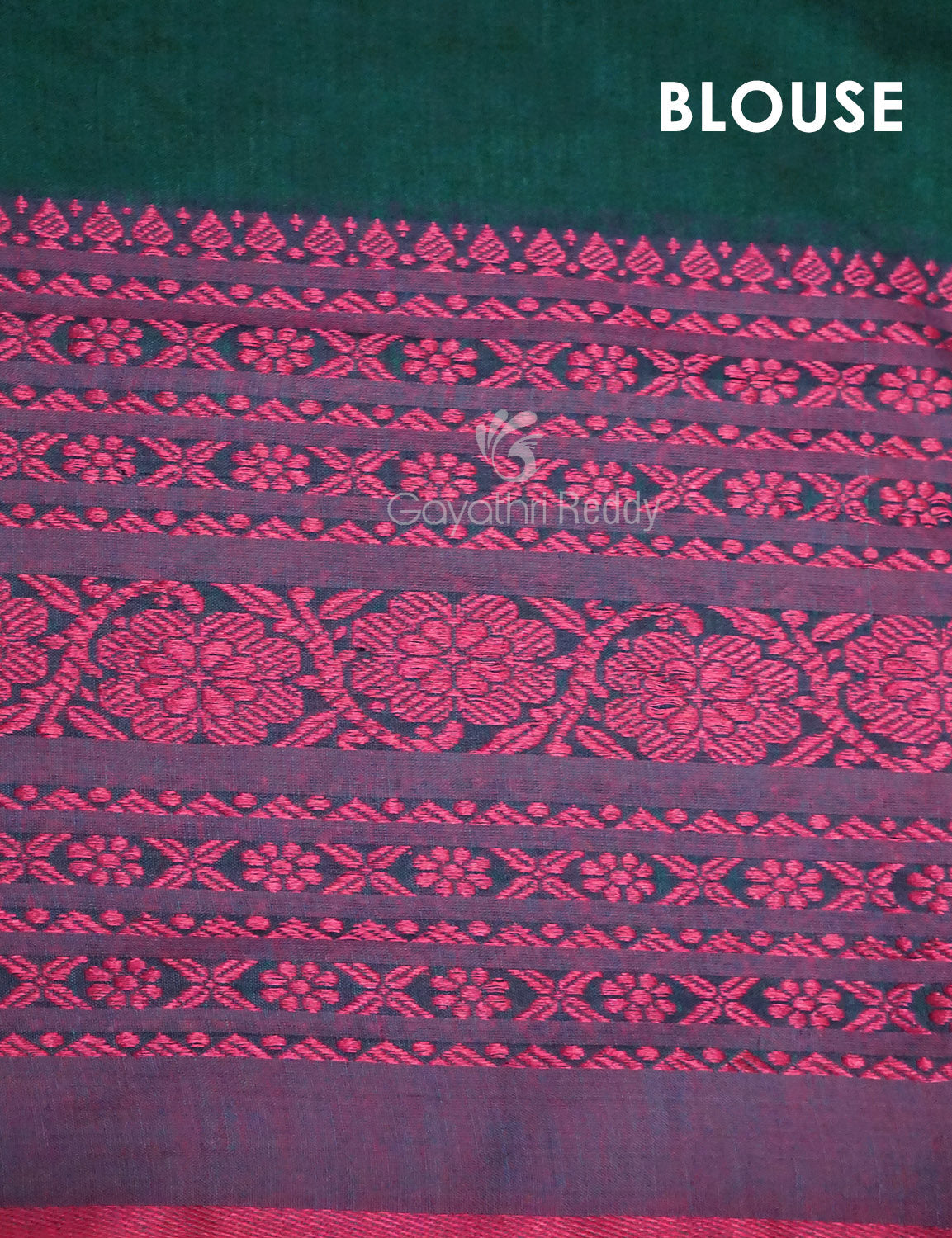 Bottle Green And Pink Colour Contrast Thread Border Khadi Cotton Saree By Gayathri Reddy Designer Studio