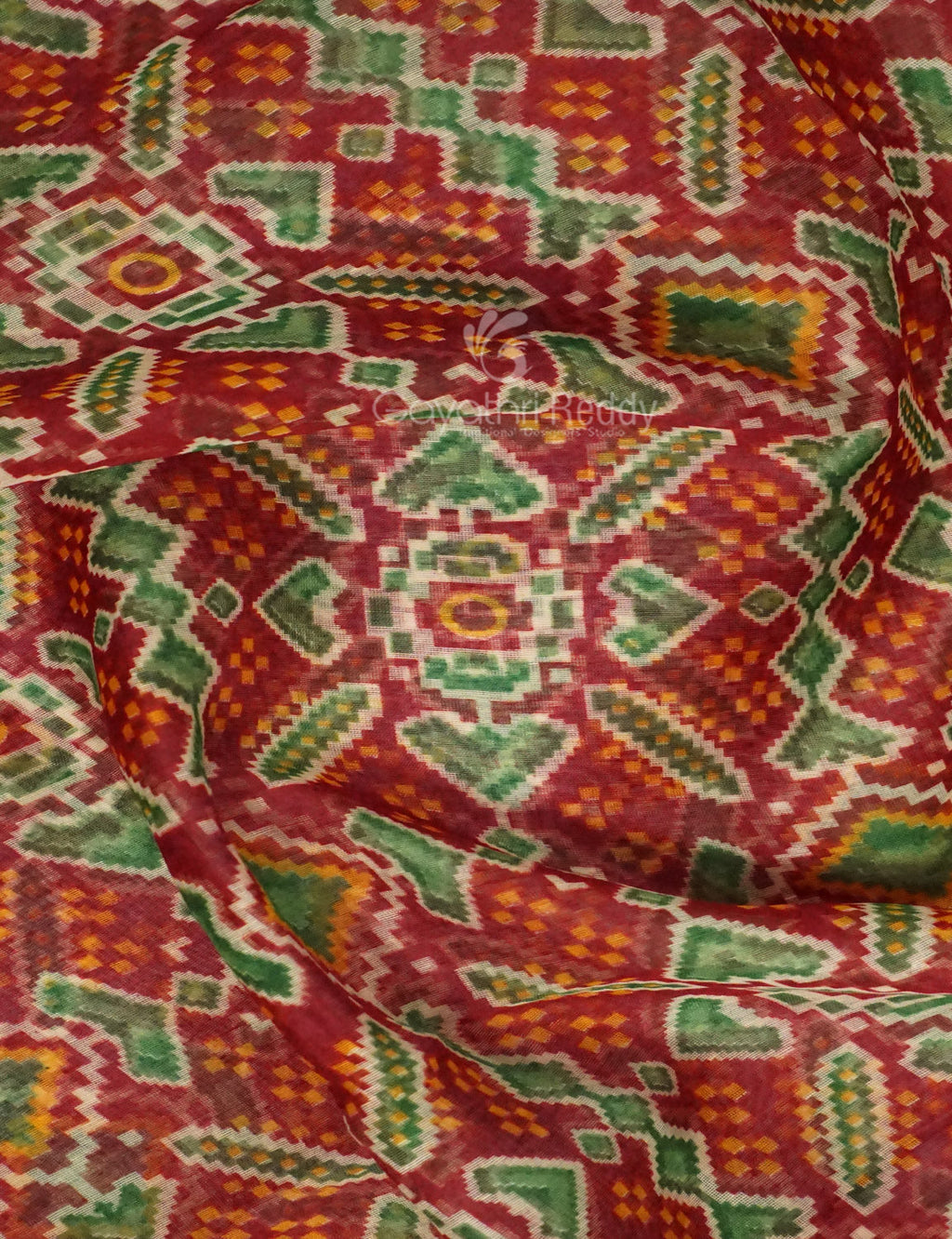 Shades of Maroon Colour Patola Design Semi Chanderi Saree By Gayathri Reddy Designer Studio