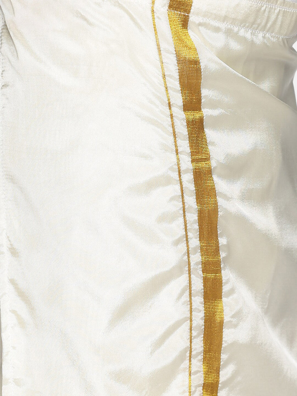 Sethukrishna Boys Grey & White Pure Cotton Shirt With Veshti Set