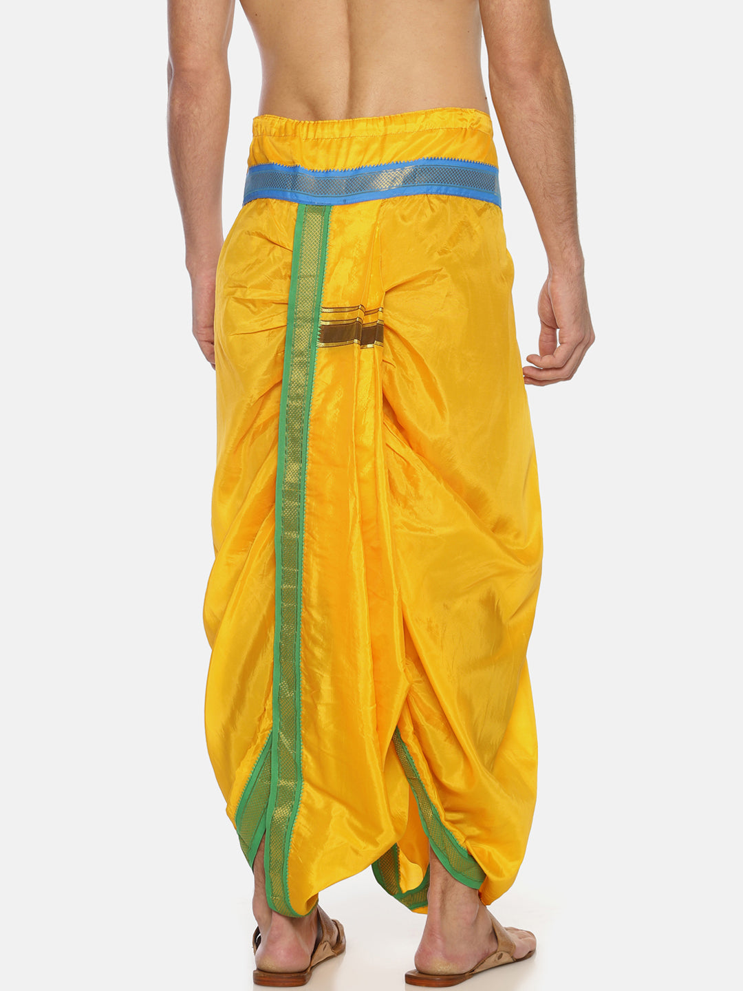 Sethukrishna Men Yellow Solid Double Layer Readymade Dhoti Pant