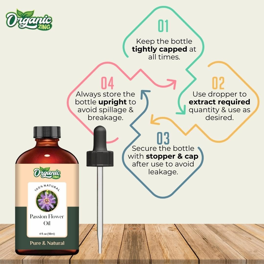Organic Zing Passion Flower (Passiflora) Oil | Pure & Natural Essential Oil for Aroma, Diffusers, Skincare & Massage