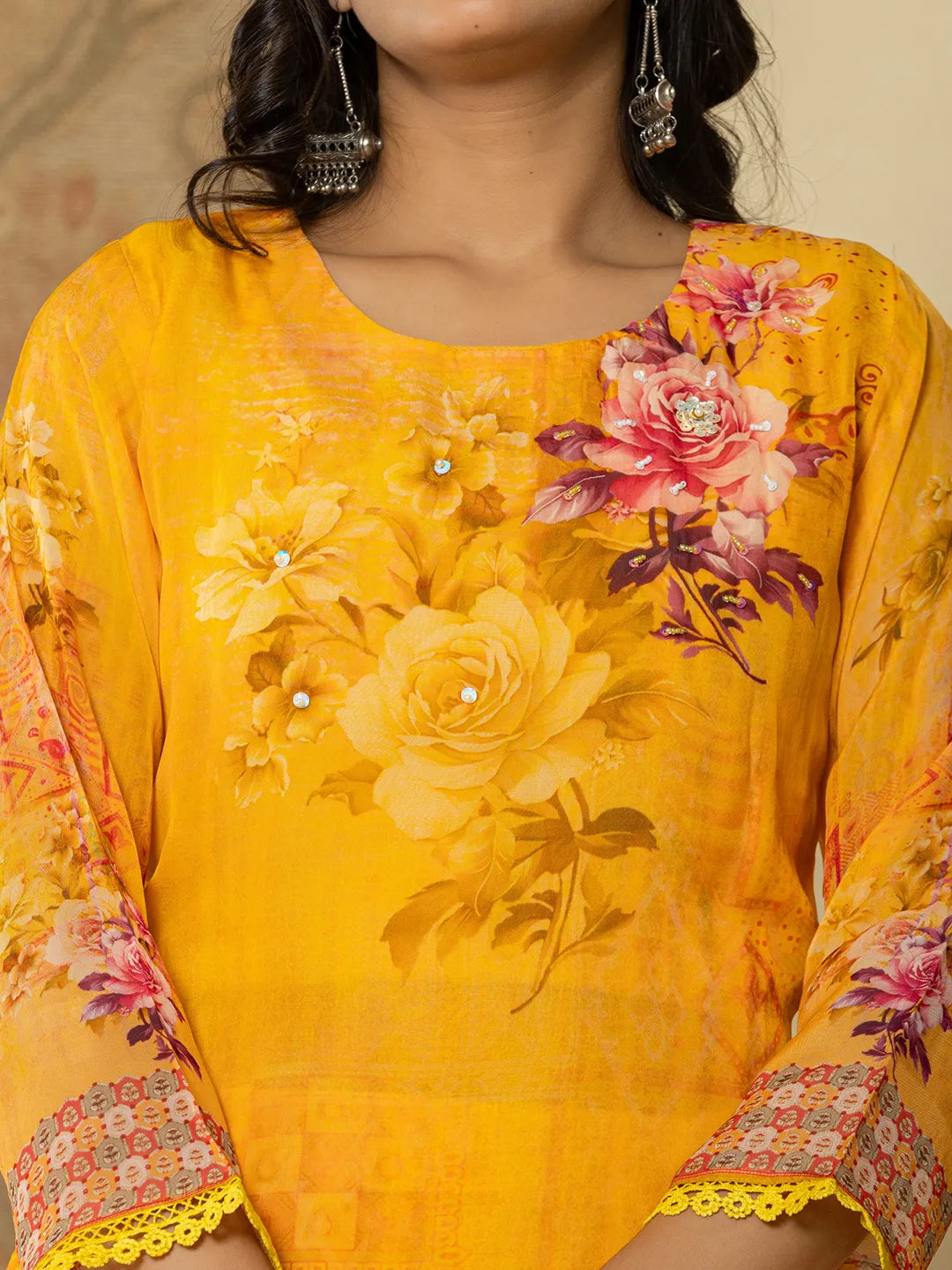 Yufta Pure Oragnza Kurta Set With Pant And Dupatta Comes With Cotton Lining And Intricate Handwork