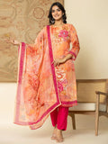 Yufta Pink Floral Embroidered Regular Sequinned Kurta with Trousers & With Dupatta