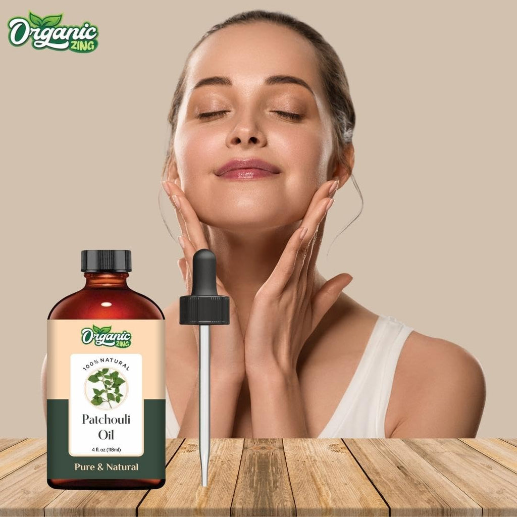 Organic Zing Patchouli Oil Pure & Natural for Skin, Face, Hair Care, Aromatherapy, Diffuser, Conditioner