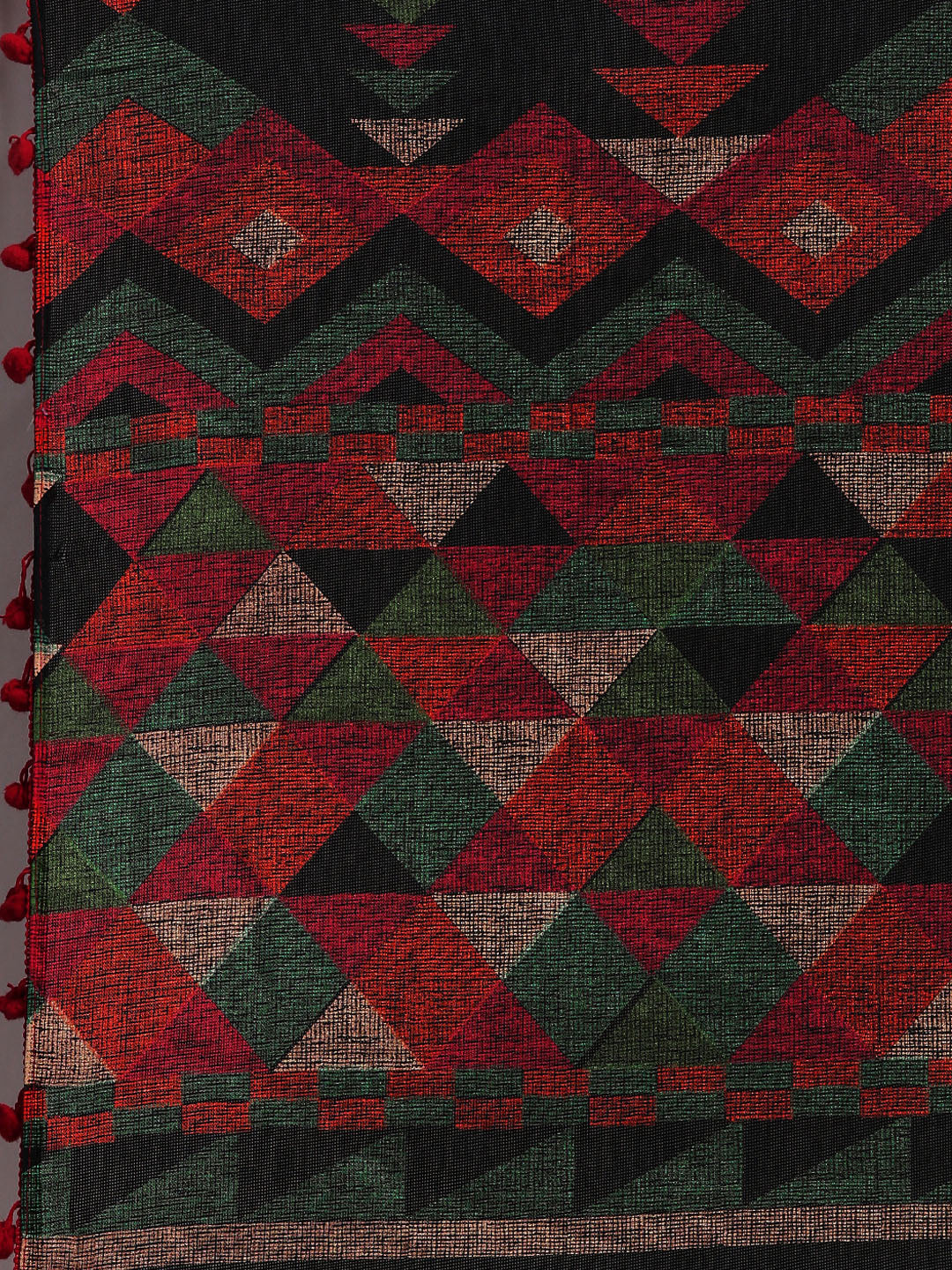 Tikhi Imli Black & Red Polycotton Printed Saree
