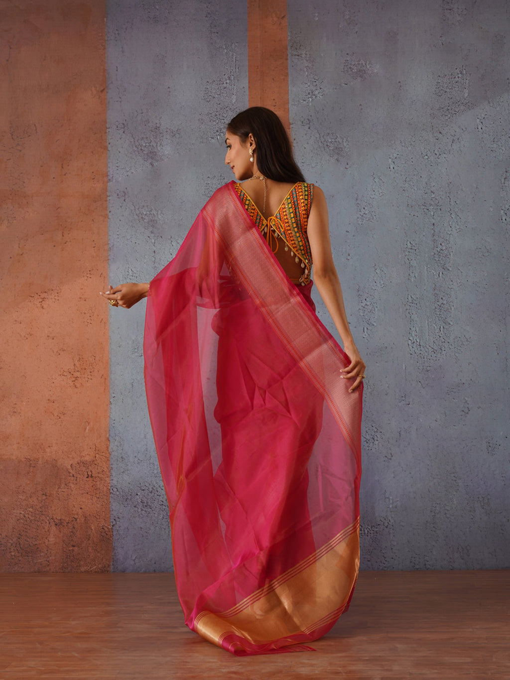 Tikhi Imli Zari Organza Heavy Work Saree