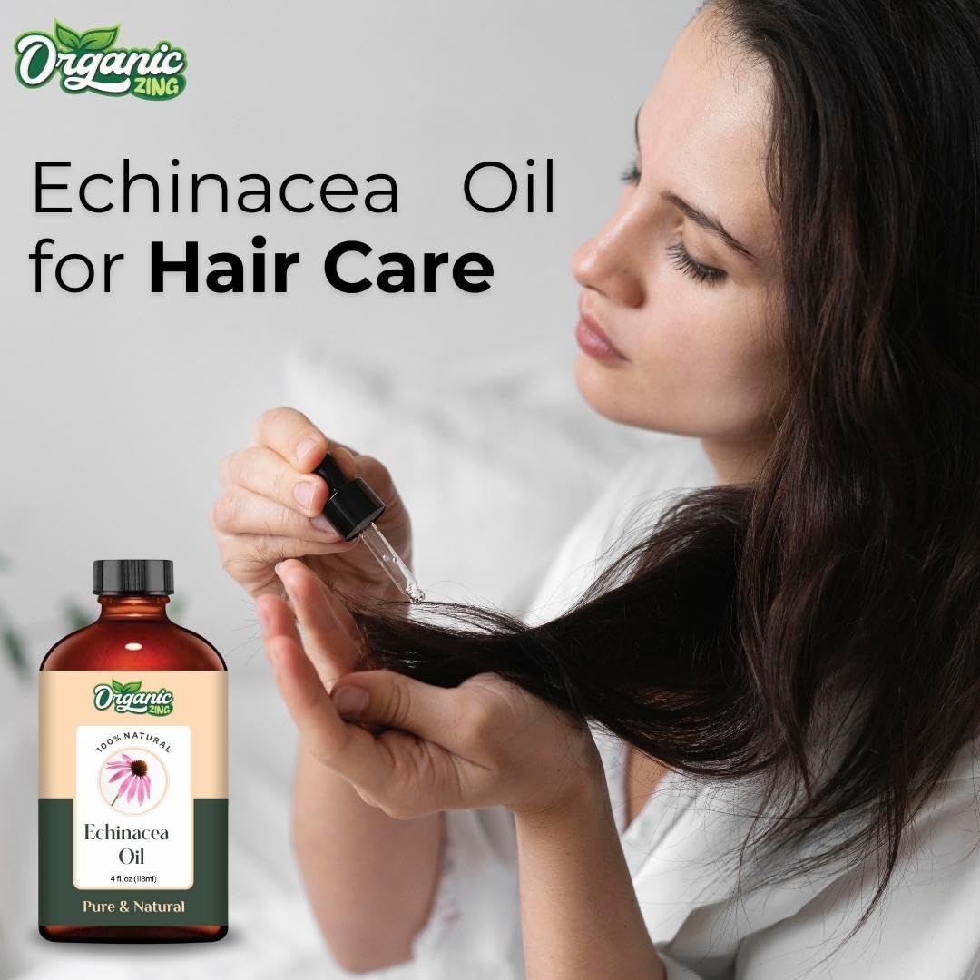 Organic Zing Echinacea (Echinacea angustifolia) Oil | Pure & Natural Carrier Oil for Skincare and Hair Care