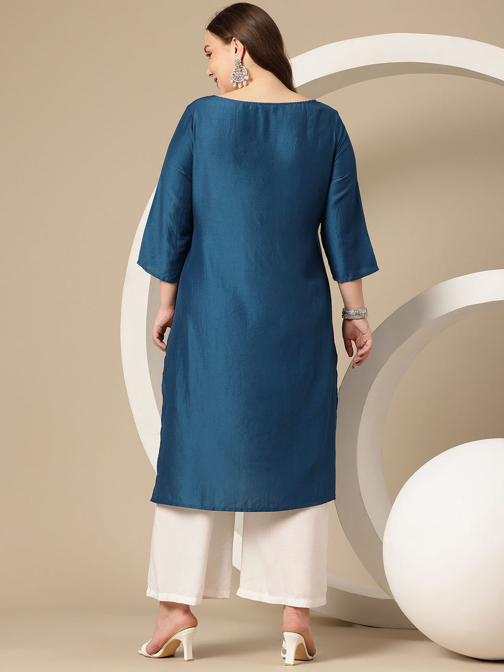 Sztori Plus Size Geometric Printed Kurta