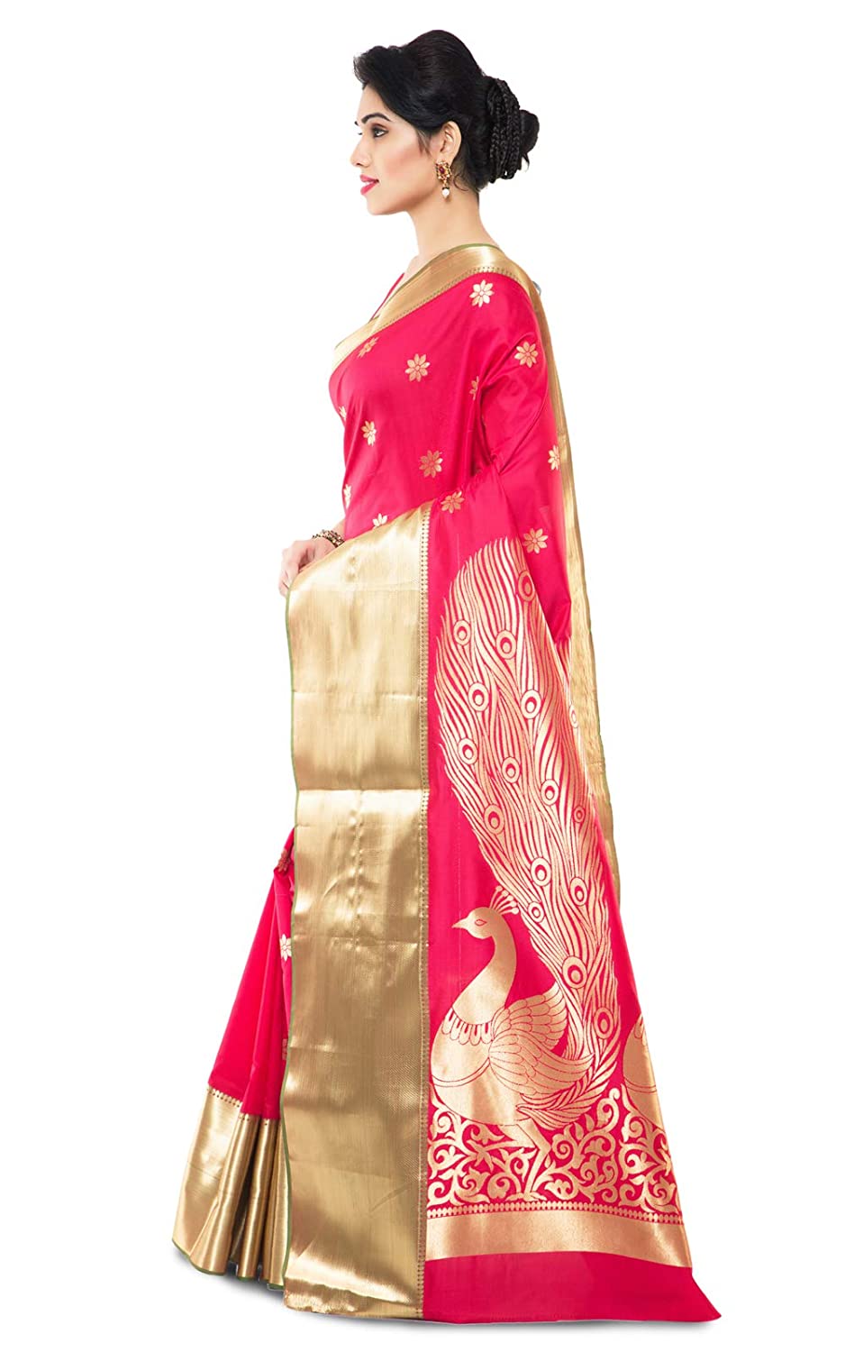 Varkala Silk Sarees Women's Paithani Silk Blend Saree With Blouse Piece