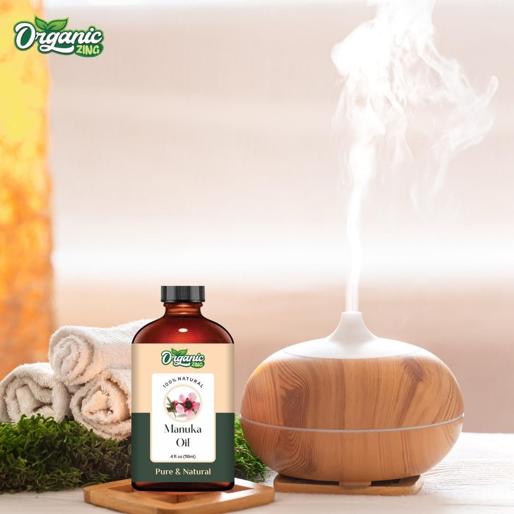 Organic Zing Manuka (Leptospermum scoparium) Oil | Pure & Natural Oil for Skin Care. Hair Care, Aroma & Diffusers
