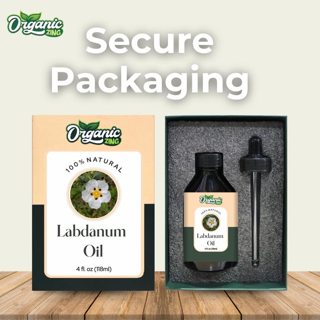 Organic Zing Labdanum (Cistus ladanifer) Oil | Pure & Natural Essential Oil for Skincare, Aroma & Diffusers
