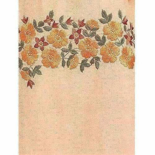 Chanderi Silk Unstitched Peach Color Dress Material