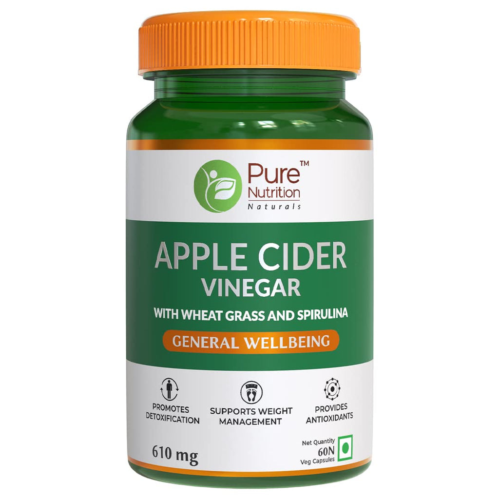 Pure Nutrition Apple Cider Vinegar with Wheat Grass & Spirulina Veg Capsules