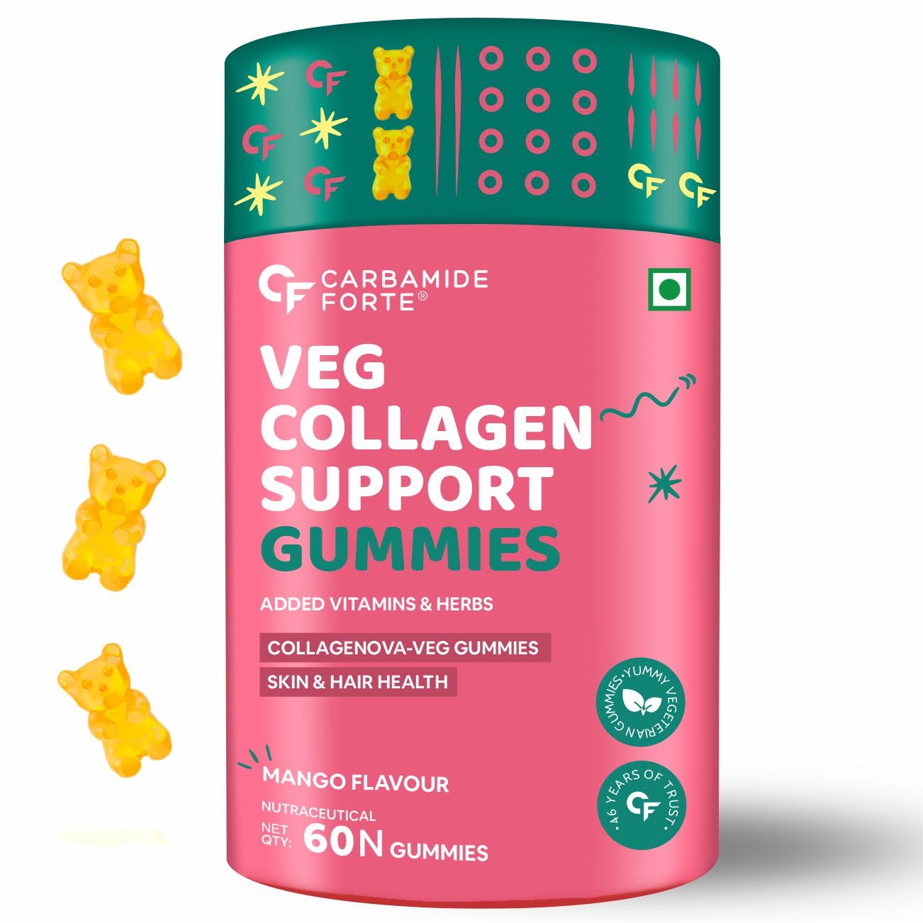 Carbamide Forte Veg Collagen Support Gummies - Mango Flavor