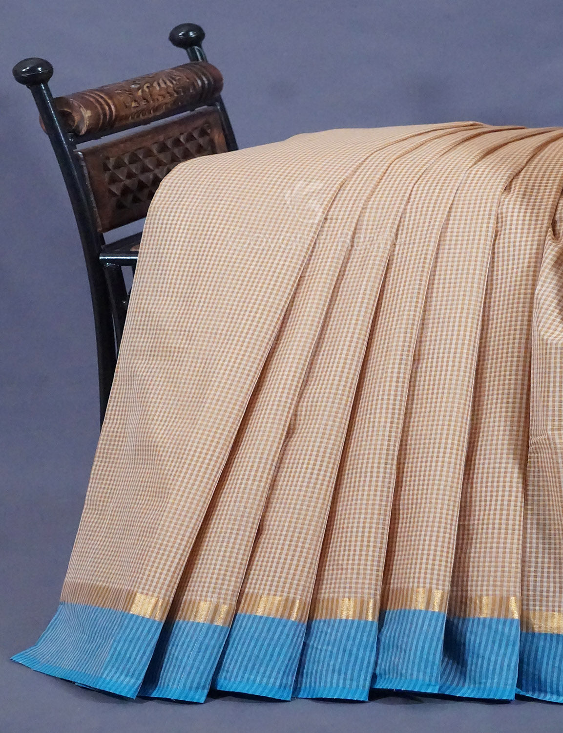 Dual Shade of Beige And Sky Blue Pure Mangalgiri Cotton By Gayathri Reddy Designer Studio