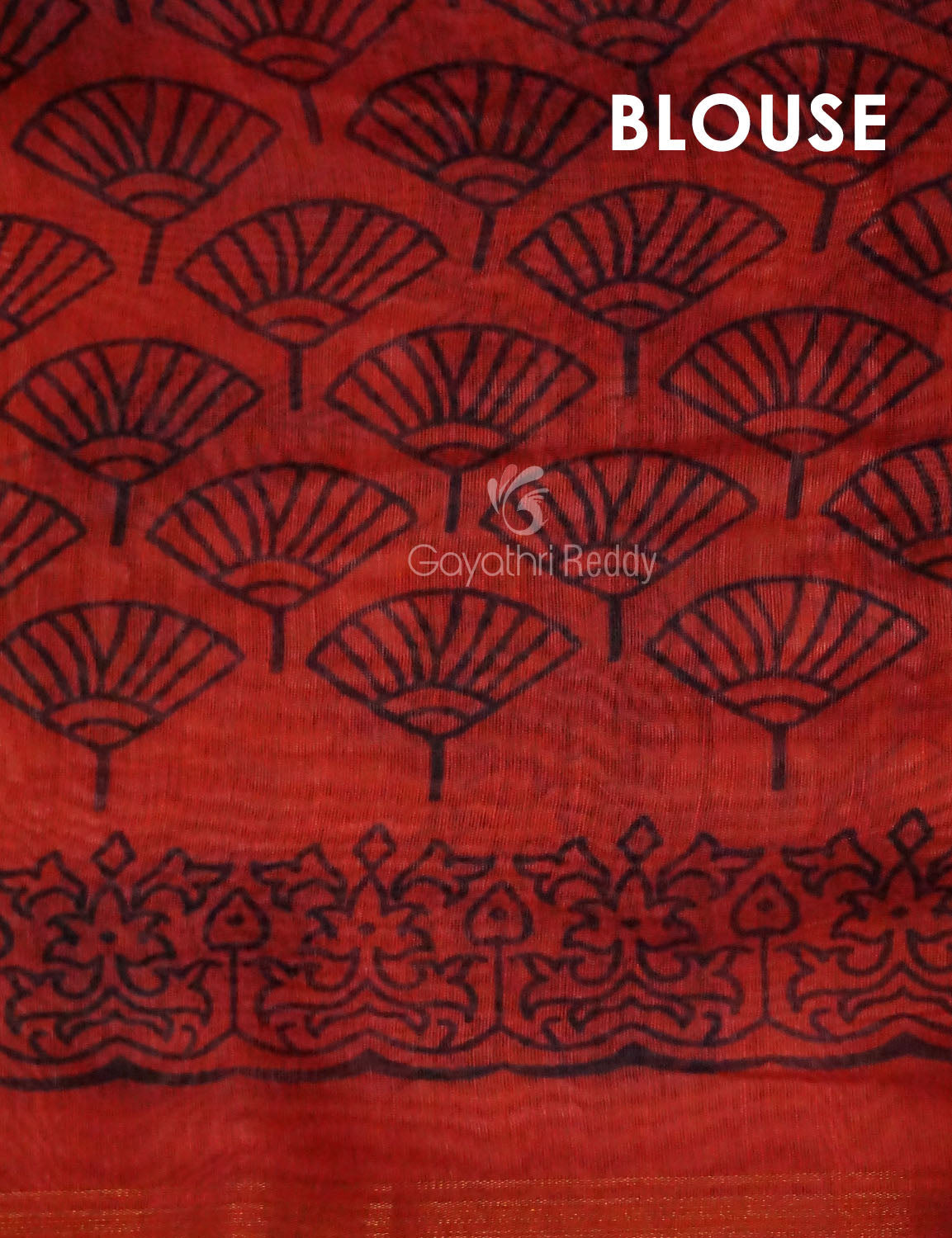 Yellow And Red Colour Block Print Semi Chanderi Saree By Gayathri Reddy Designer Studio