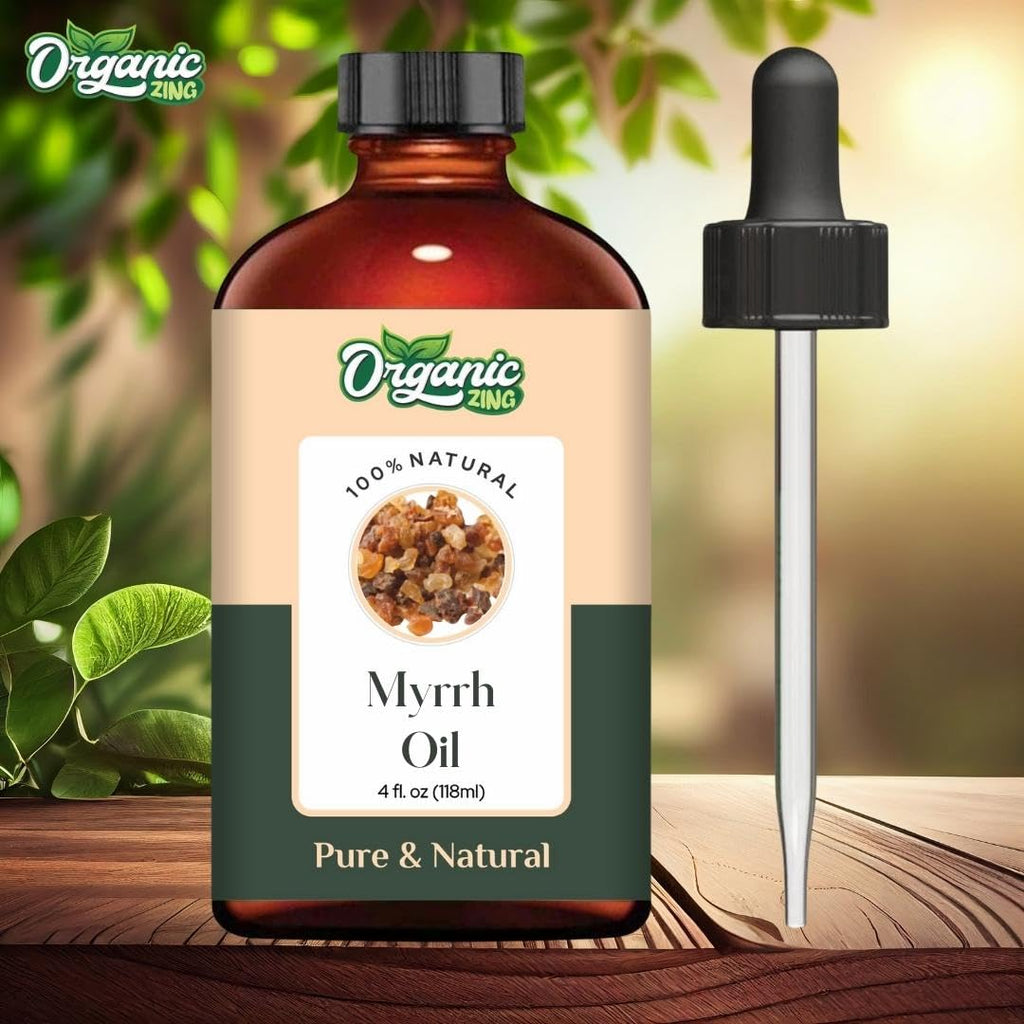 Organic Zing Myrrh Oil (Commiphora Myrrha) Oil | Pure & Natural Essential Oil for Aroma, Diffuser, Skincare & Massage