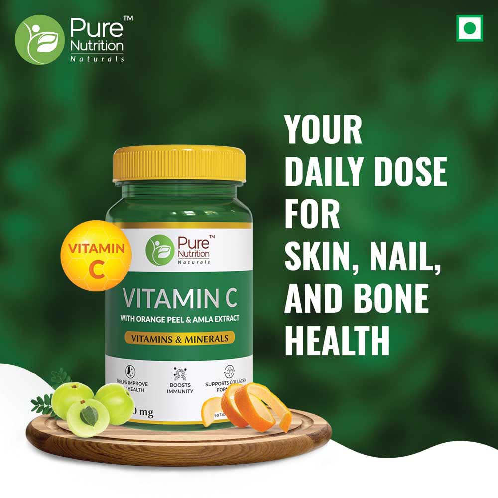 Pure Nutrition Vitamin C with Orange Peel & Amla Extract Veg Tablets